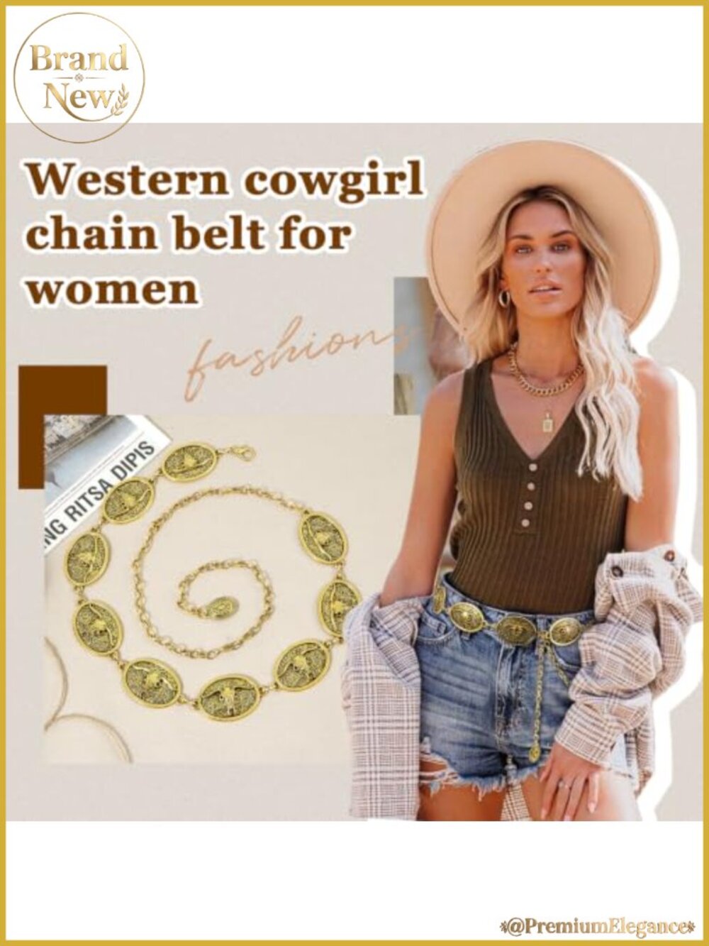 Western Chain Belt & Hat Band Set Adjustable Alloy Concho Cowgirl Rodeo - Picture 6 of 6